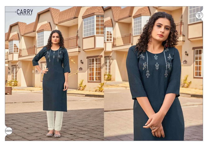 Scarlet By Kajree Rayon Long Embroidery Kurtis Wholesale Price In Surat